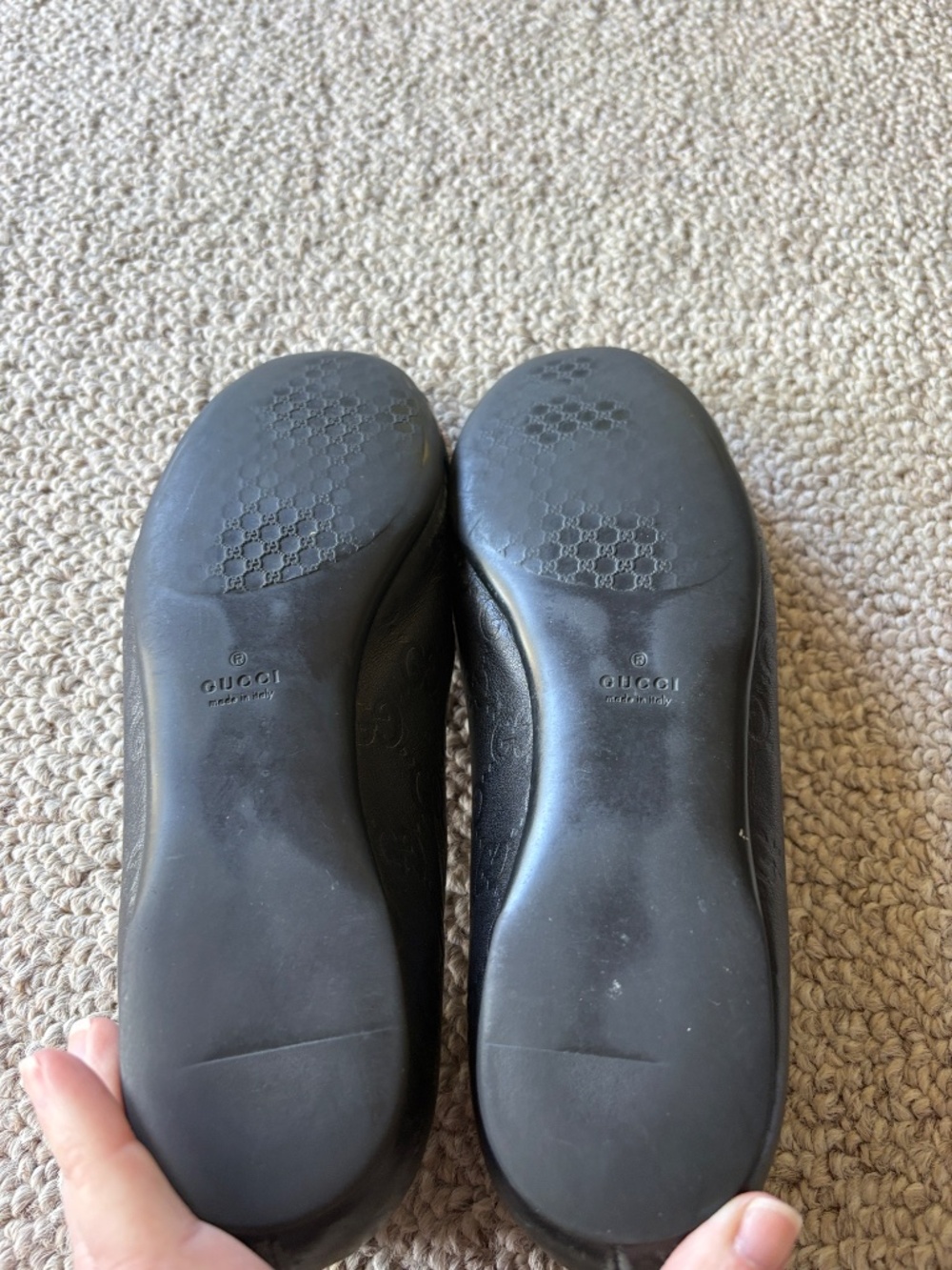 Gucci Ballet Flats 36.5 Black Leather Web Stripe w Box & Dust Bag Round Toe - Picture 4 of 10